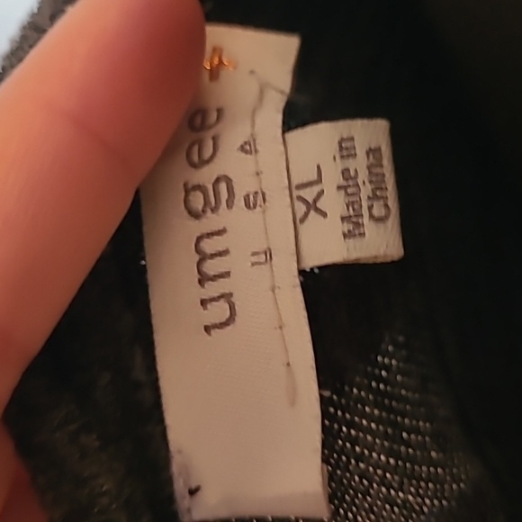 UMGEE V Neck Long Sleeve Color Block Heathered Black Tan Leopard Size XL Tunic - Picture 7 of 7